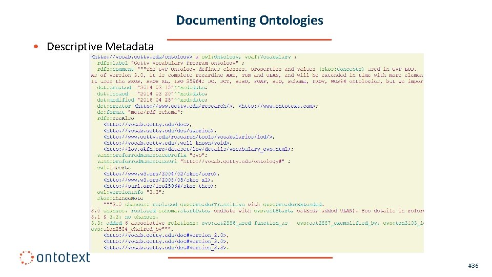 Documenting Ontologies • Descriptive Metadata #36 