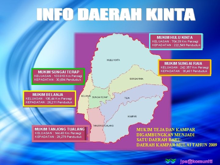  MUKIM HULU KINTA KELUASAN : 704. 39 Km Persegi KEPADATAN : 222, 549