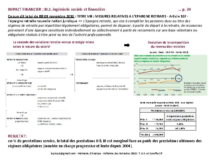 IMPACT FINANCIER : III. 3. ingénierie sociale et financière … p. 39 Ce que