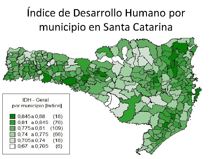 Índice de Desarrollo Humano por municipio en Santa Catarina 