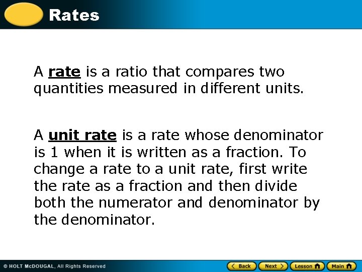 Rates Warm Up Problem of the Day Lesson