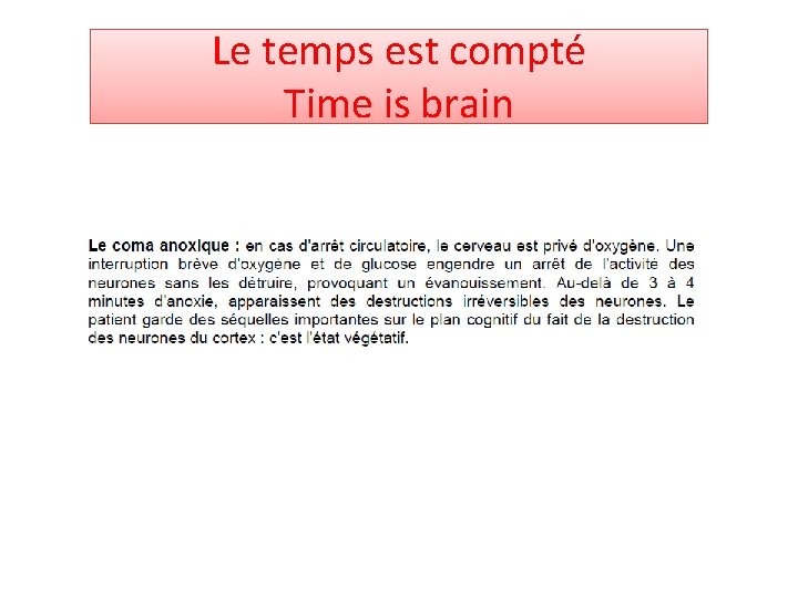 Le temps est compté Time is brain 