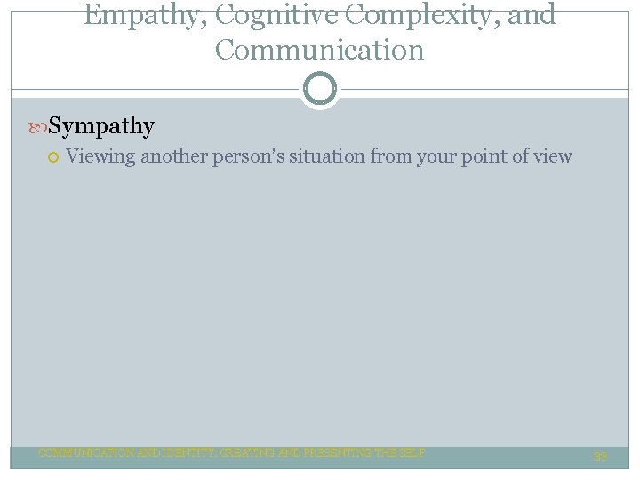 Empathy, Cognitive Complexity, and Communication Sympathy Viewing another person’s situation from your point of Empathy, Cognitive Complexity, and Communication Sympathy Viewing another person’s situation from your point of