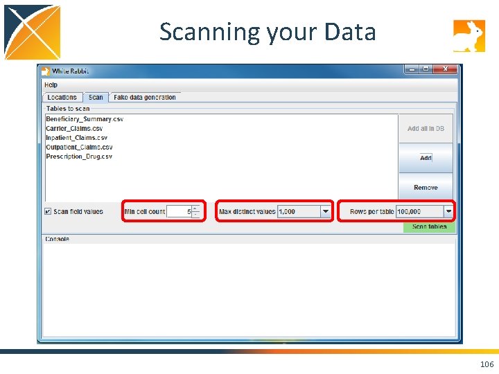 Scanning your Data 106 