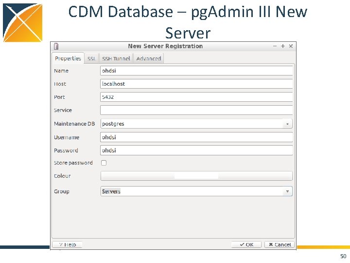 CDM Database – pg. Admin III New Server 50 