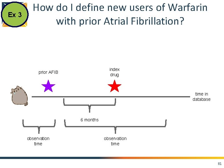 Ex 3 How do I define new users of Warfarin with prior Atrial Fibrillation?