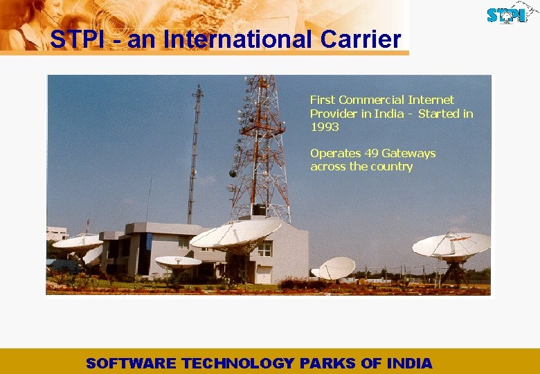 STPI - an International Carrier First Commercial Internet Provider in India - Started in