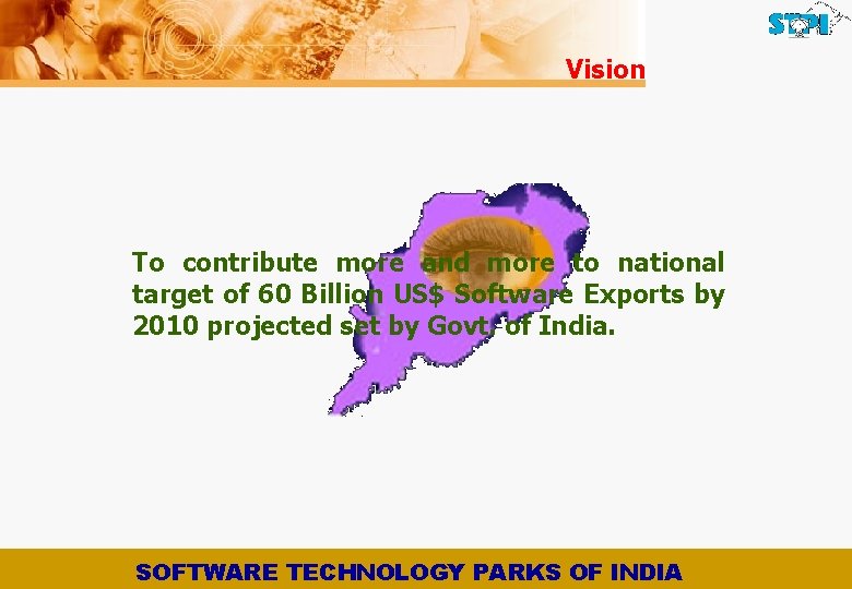 Vision To contribute more and more to national target of 60 Billion US$ Software