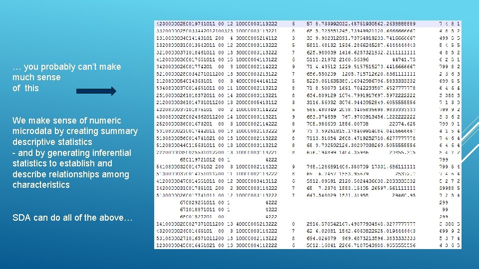 … you probably can’t make much sense of this We make sense of numeric