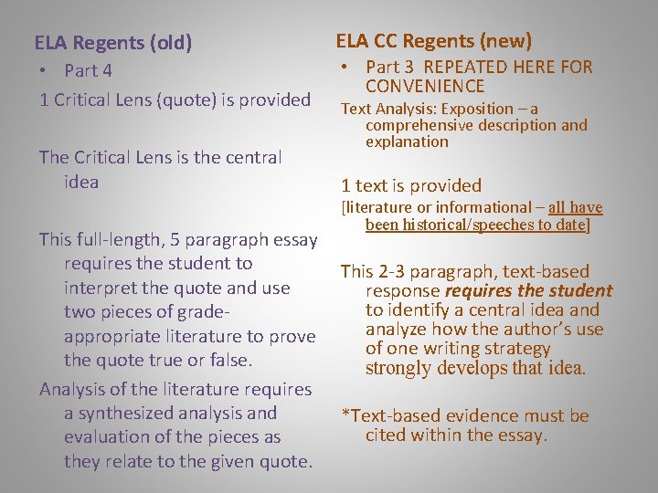 ELA Regents (old) • Part 4 1 Critical Lens (quote) is provided The Critical