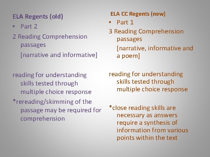 ELA Regents (old) • Part 2 2 Reading Comprehension passages [narrative and informative] reading