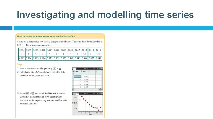 Investigating and modelling time series 