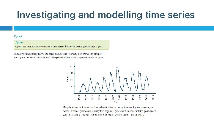 Investigating and modelling time series 