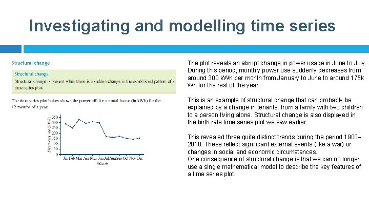 Investigating and modelling time series The plot reveals an abrupt change in power usage