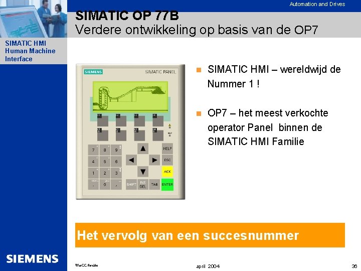 Automation and Drives SIMATIC OP 77 B Verdere ontwikkeling op basis van de OP