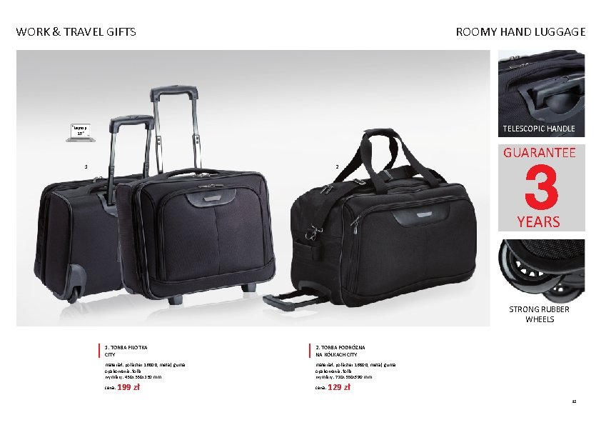 WORK & TRAVEL GIFTS ROOMY HAND LUGGAGE TELESCOPIC HANDLE Laptop 15 GUARANTEE 1 2 WORK & TRAVEL GIFTS ROOMY HAND LUGGAGE TELESCOPIC HANDLE Laptop 15 GUARANTEE 1 2