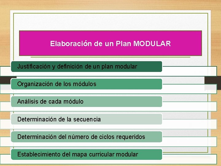 Elaboración de un Plan MODULAR Justificación y definición de un plan modular Organización de