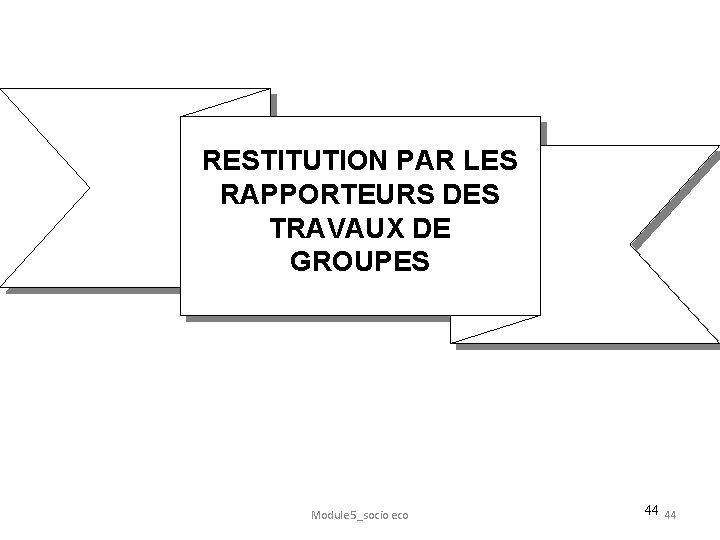 RESTITUTION PAR LES RAPPORTEURS DES TRAVAUX DE GROUPES Module 5_socio eco 44 44 