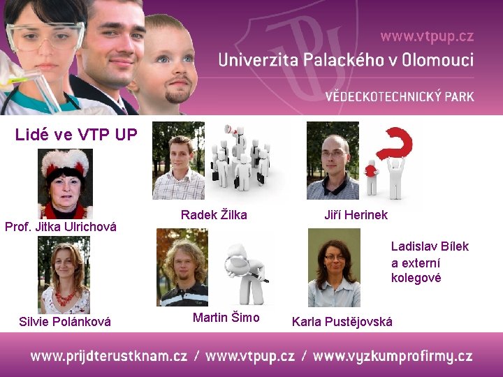 Lidé ve VTP UP Prof. Jitka Ulrichová Radek Žilka Jiří Herinek Ladislav Bílek a