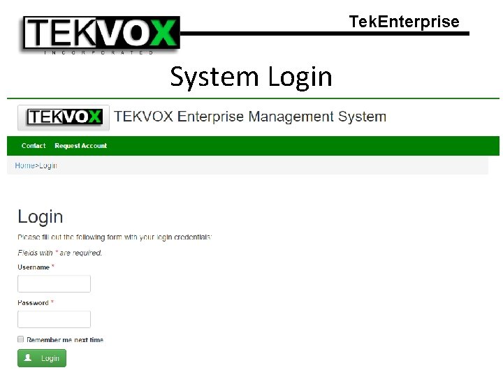 Tek. Enterprise System Login 