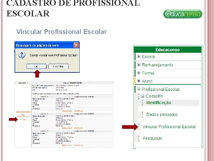 CADASTRO DE PROFISSIONAL ESCOLAR Vincular Profissional Escolar CADASTRO DE PROFISSIONAL ESCOLAR Vincular Profissional Escolar