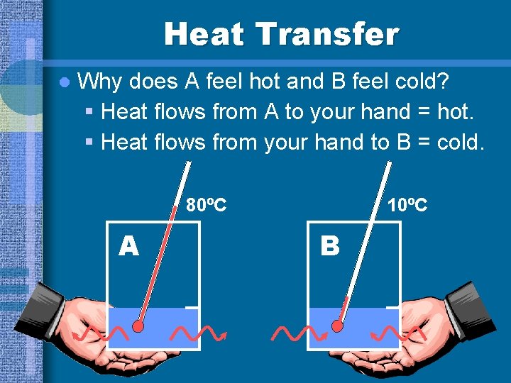 Heat Transfer l Why does A feel hot and B feel cold? § Heat