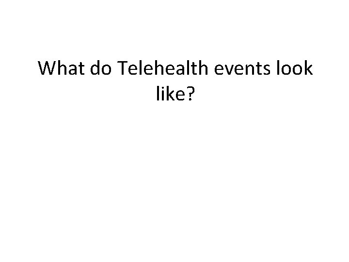 What do Telehealth events look like? What do Telehealth events look like?