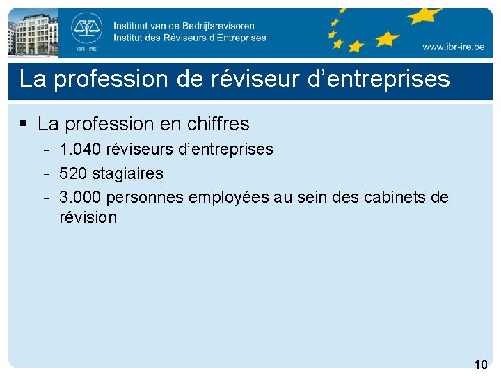 La profession de réviseur d’entreprises § La profession en chiffres - 1. 040 réviseurs