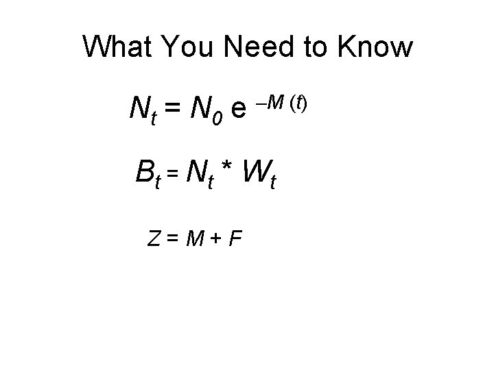 What You Need to Know Nt = N 0 e –M (t) B t