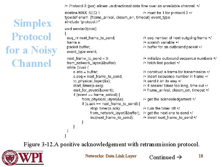 Simplex Protocol for a Noisy Channel Figure 3 -12. A positive acknowledgement with retransmission