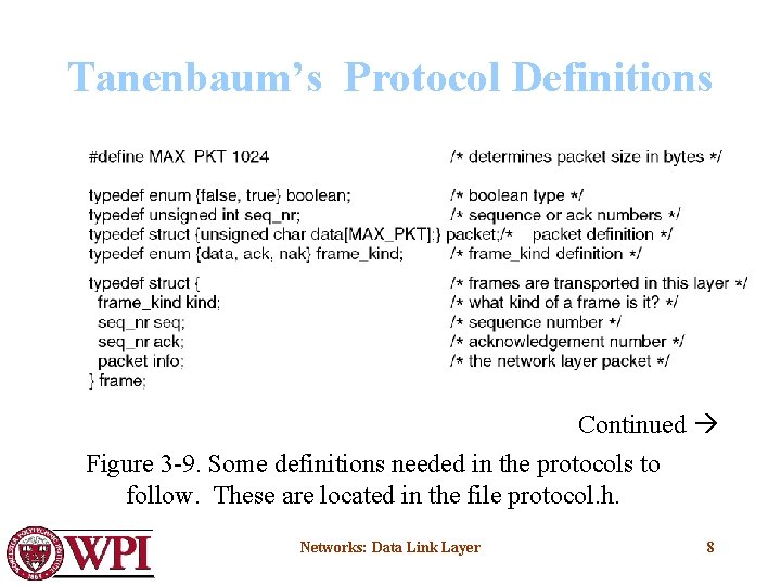 Tanenbaum’s Protocol Definitions Continued Figure 3 -9. Some definitions needed in the protocols to