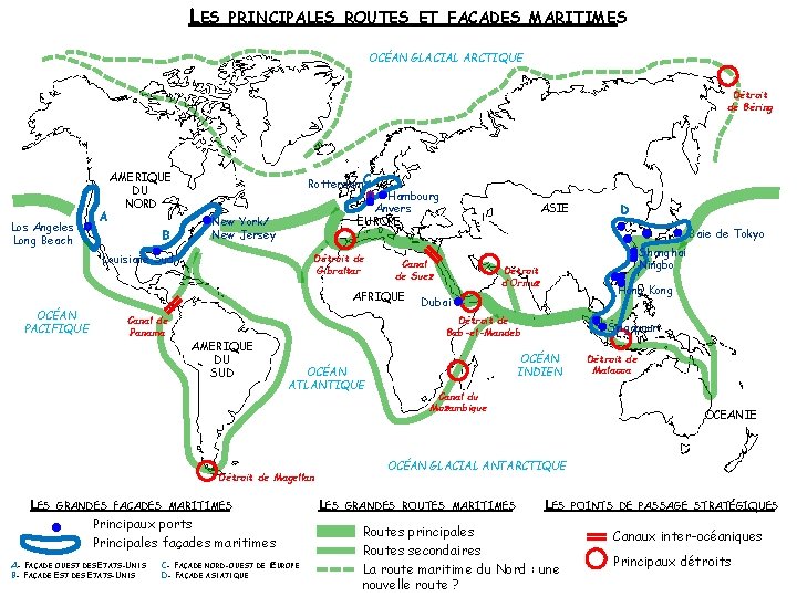 LES PRINCIPALES ROUTES ET FAÇADES MARITIMES OCÉAN GLACIAL ARCTIQUE Détroit de Béring Los Angeles