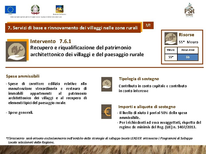 7. Servizi di base e rinnovamento dei villaggi nelle zone rurali 2/2 Intervento 7.