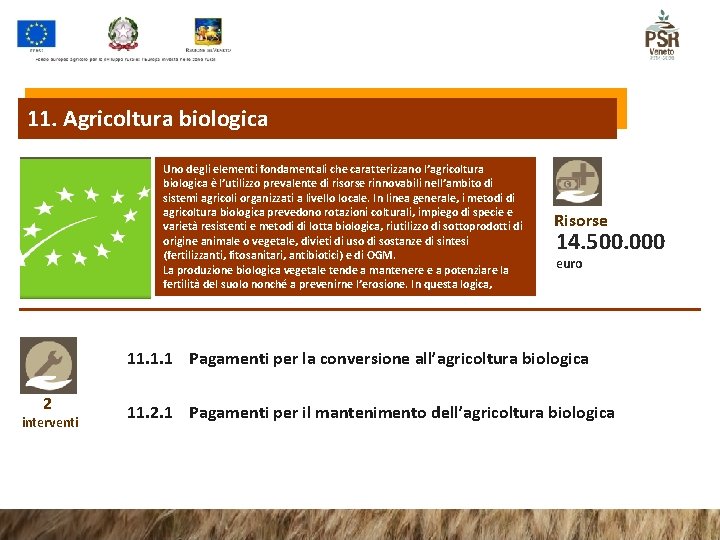 11. Agricoltura biologica Uno degli elementi fondamentali che caratterizzano l’agricoltura biologica è l’utilizzo prevalente 11. Agricoltura biologica Uno degli elementi fondamentali che caratterizzano l’agricoltura biologica è l’utilizzo prevalente