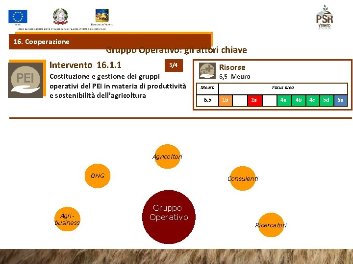 16. Cooperazione Gruppo Operativo: gli attori chiave Intervento 16. 1. 1 Risorse 3/4 Costituzione