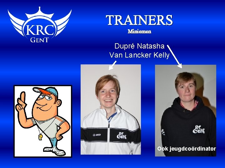 TRAINERS Miniemen Dupré Natasha Van Lancker Kelly Ook jeugdcoördinator 