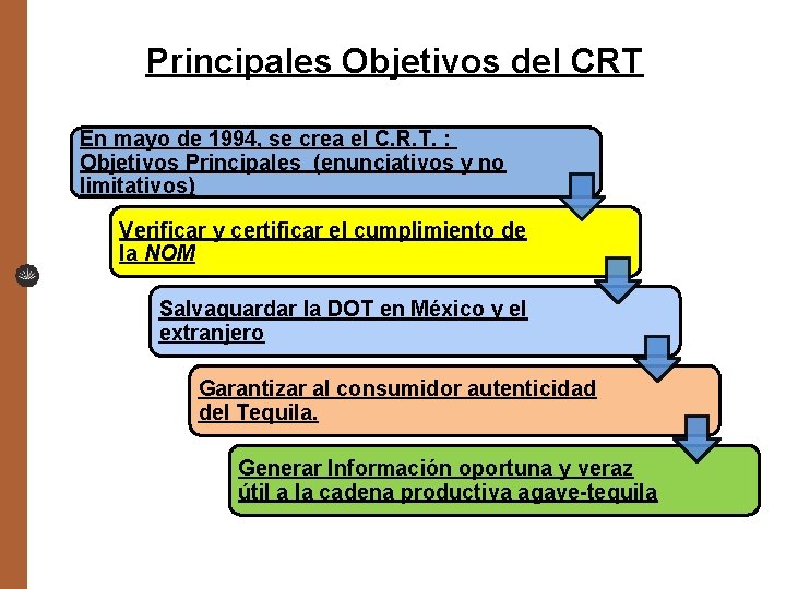 Principales Objetivos del CRT En mayo de 1994, se crea el C. R. T.