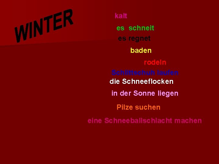 kalt es schneit es regnet baden rodeln Schlittschuh laufen die Schneeflocken in der Sonne kalt es schneit es regnet baden rodeln Schlittschuh laufen die Schneeflocken in der Sonne