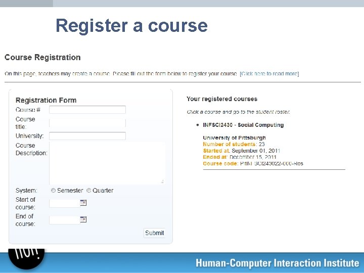 Register a course 