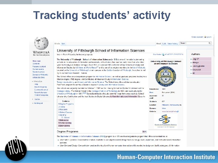 Tracking students’ activity 