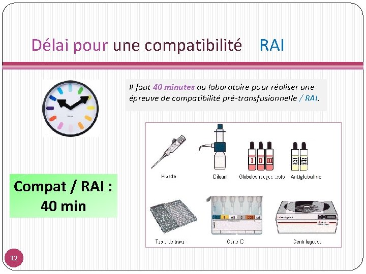 Délai pour une compatibilité RAI Il faut 40 minutes au laboratoire pour réaliser une