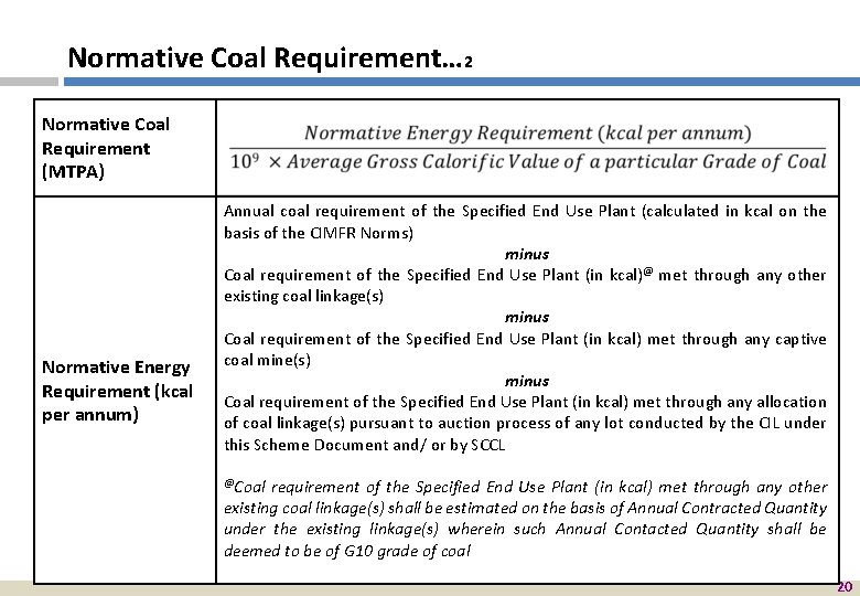 Normative Coal Requirement… 2 Normative Coal Requirement (MTPA) Normative Energy Requirement (kcal per annum)