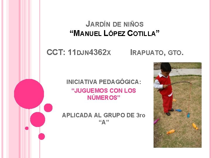 JARDÍN DE NIÑOS “MANUEL LÓPEZ COTILLA” CCT: 11 DJN 4362 X IRAPUATO, GTO. INICIATIVA