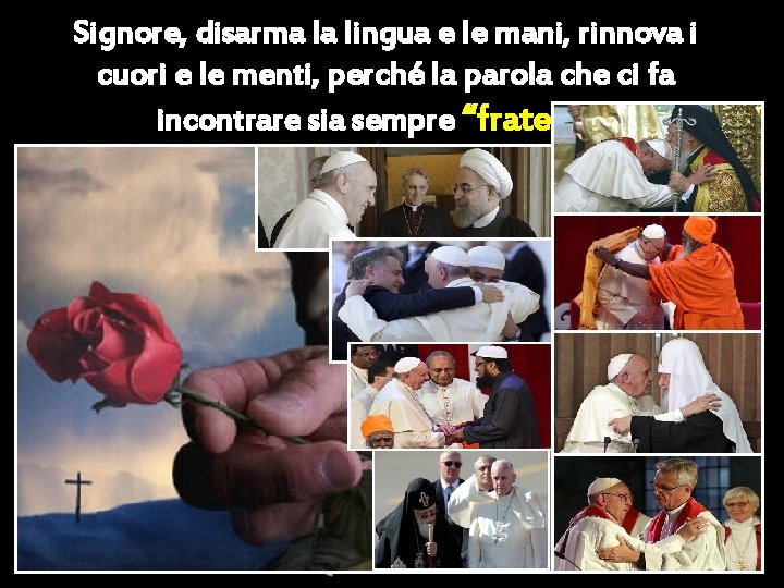 Signore, disarma la lingua e le mani, rinnova i cuori e le menti, perché