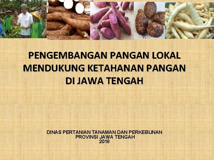 PROSPEK PENGEMBANGAN PANGAN LOKAL MENDUKUNG KETAHANAN PANGAN DI JAWA TENGAH (UMBI-UMBIAN DAN KACANG-KACANGAN) DINAS