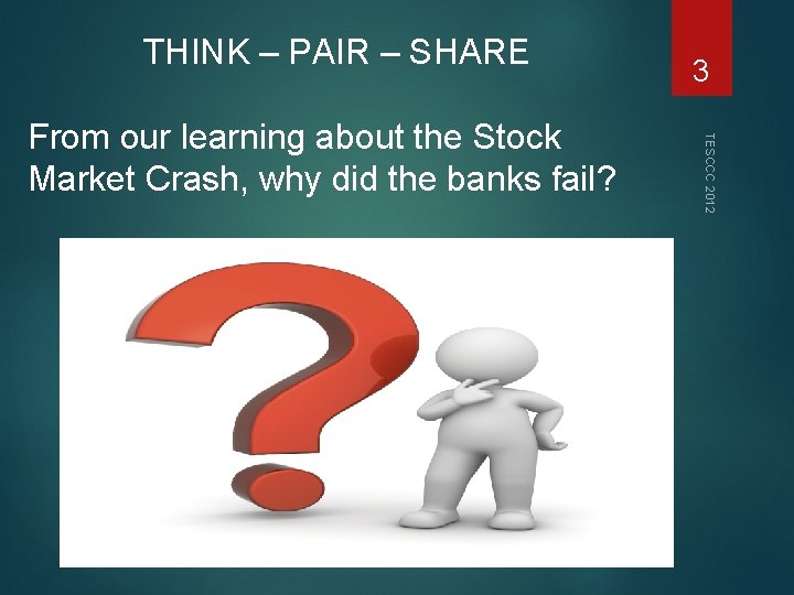THINK – PAIR – SHARE TESCCC 2012 From our learning about the Stock Market