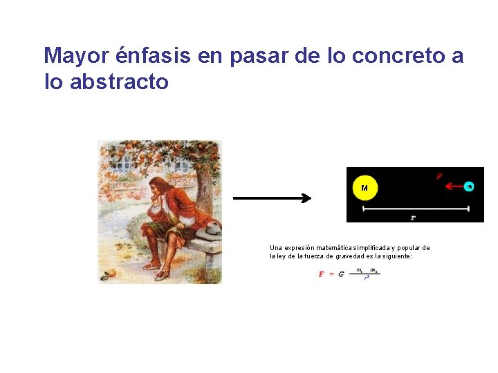 Mayor énfasis en pasar de lo concreto a lo abstracto Una expresión matemática simplificada