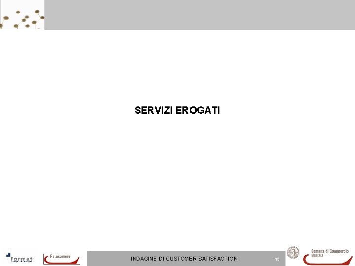 SERVIZI EROGATI INDAGINE DI CUSTOMER SATISFACTION 13 SERVIZI EROGATI INDAGINE DI CUSTOMER SATISFACTION 13