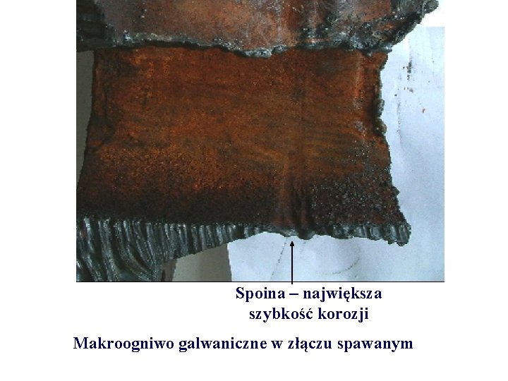 Spoina – największa szybkość korozji Makroogniwo galwaniczne w złączu spawanym 
