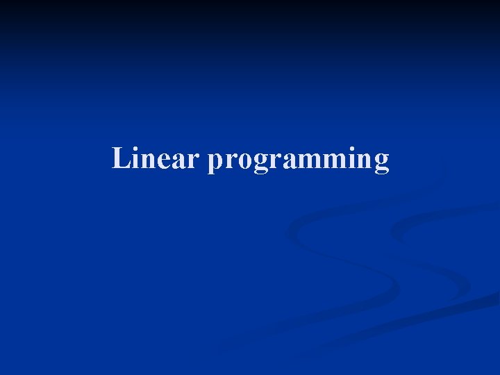 Linear programming 